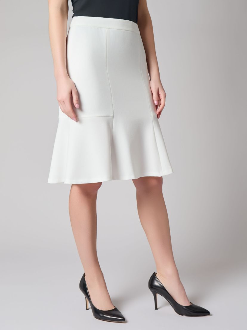 Petite Stretch Crepe Side Zip Flare Skirt