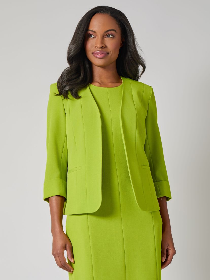 Stretch Crepe Cuff Sleeve Cardigan Jacket
