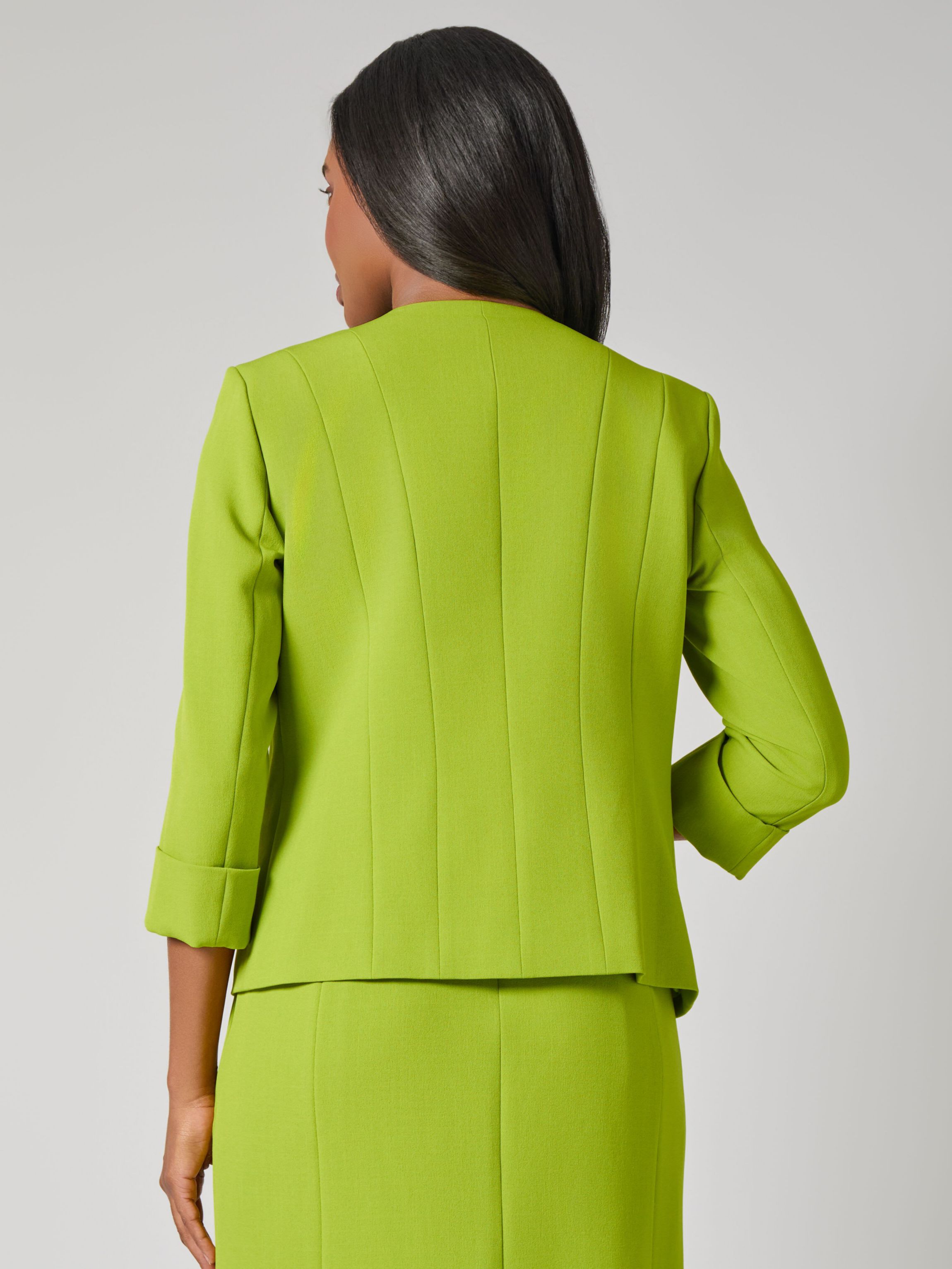 Stretch Crepe Cuff Sleeve Cardigan Jacket