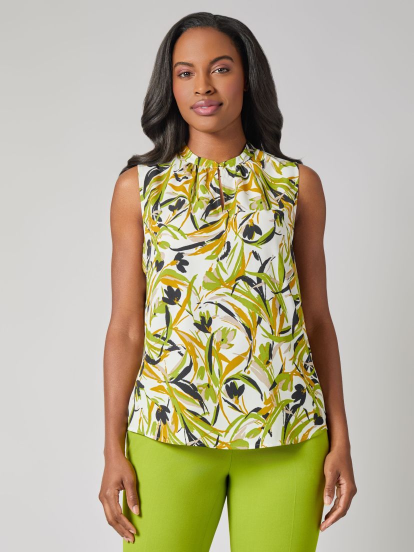Jewel Neck Sleeveless Blouse
