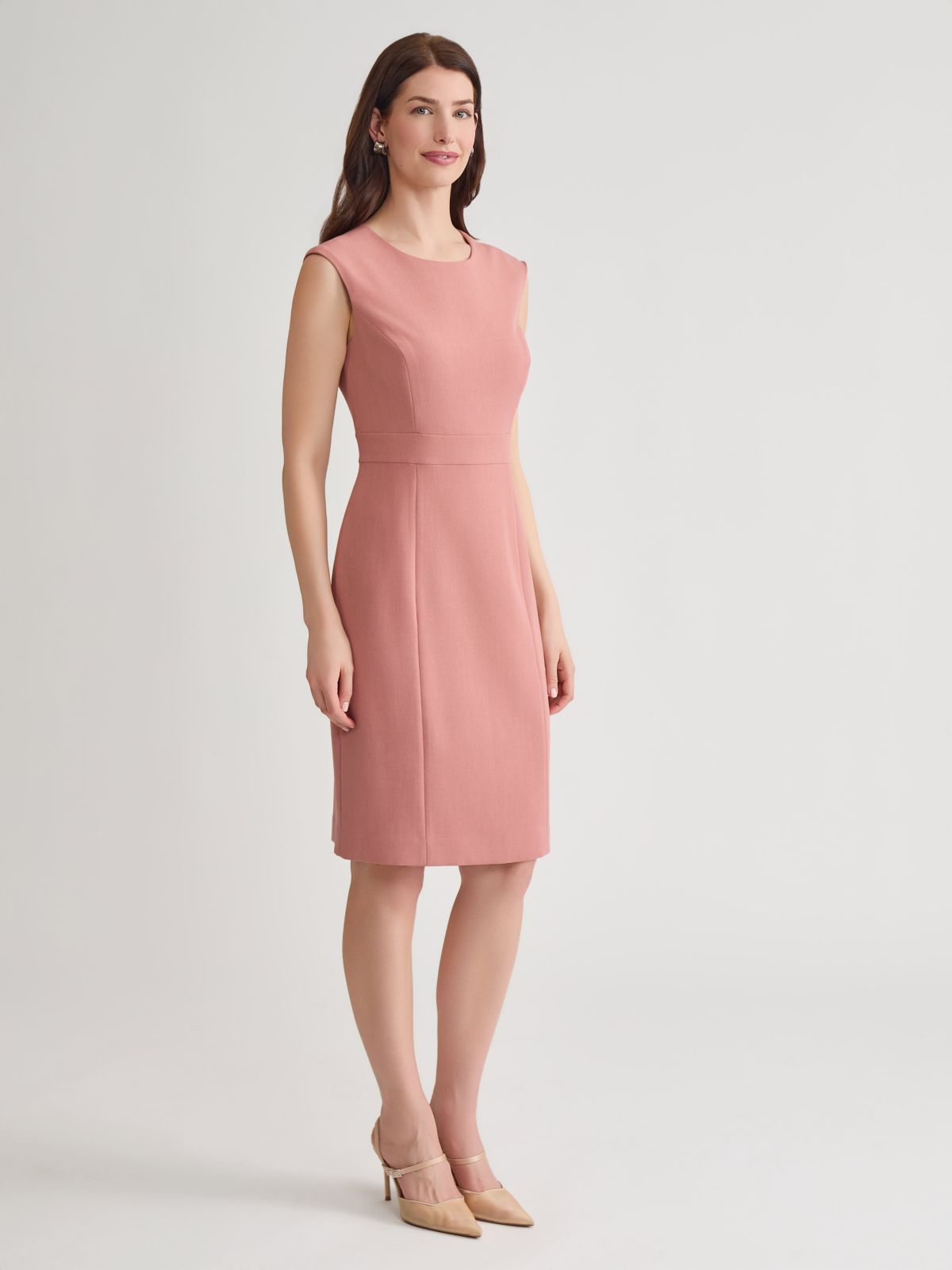 Stretch Crepe Banded Waist Sheath Dress