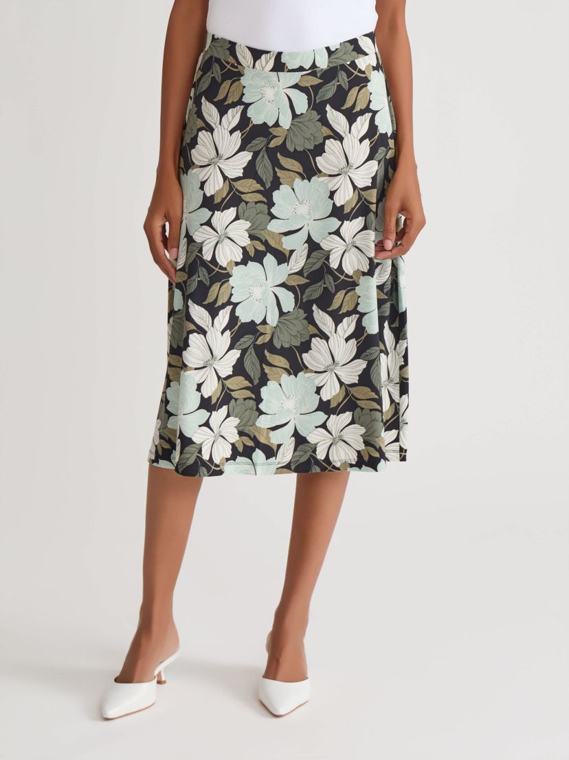Floral Print Knit Skirt