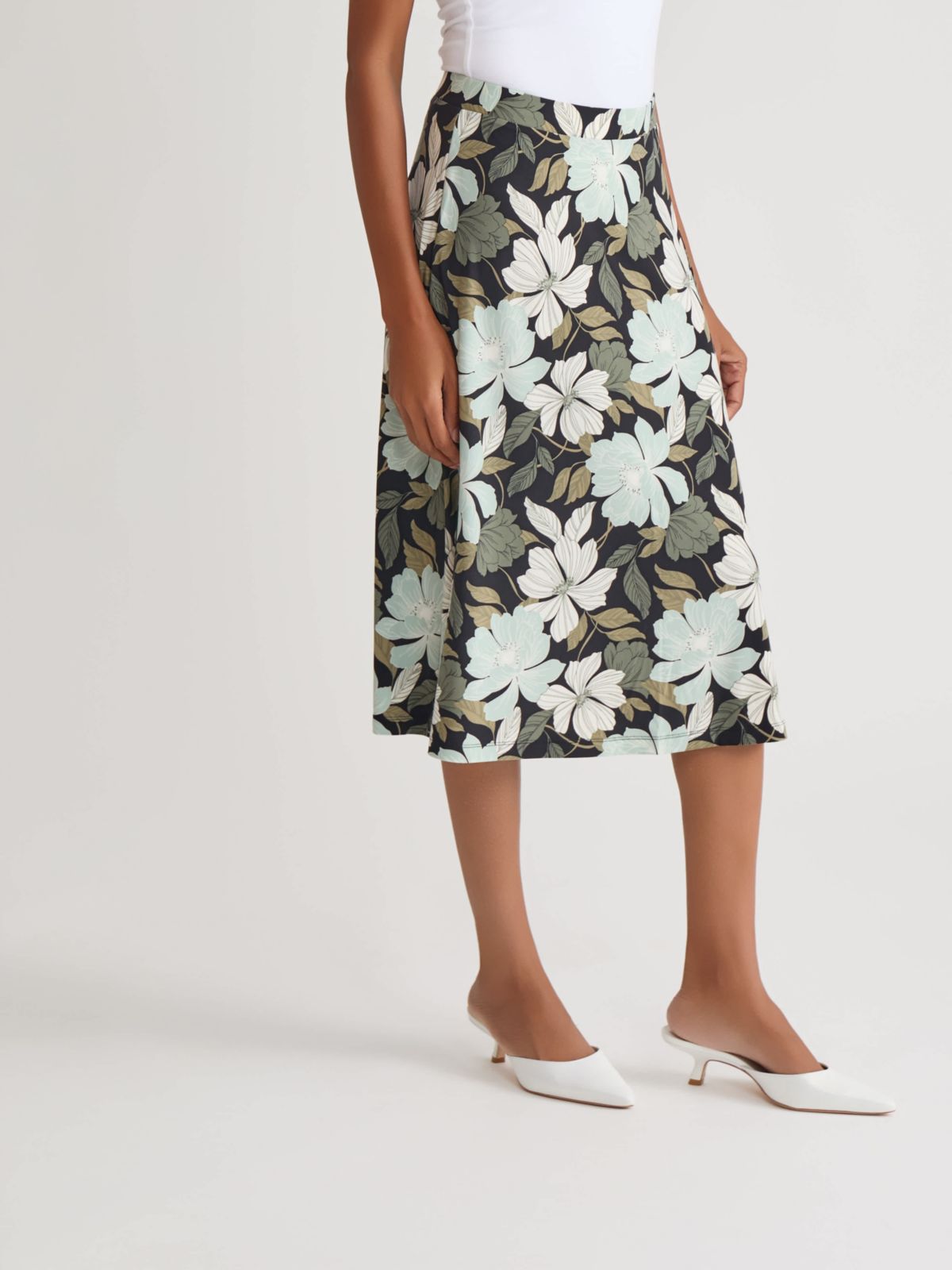 Floral Print Knit Skirt