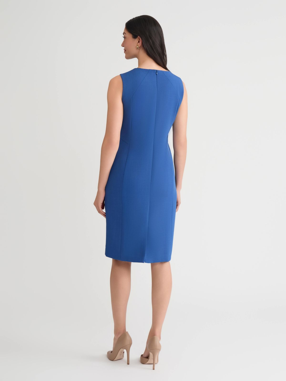 Womens Stretch Crepe Seamed Sheath Dress