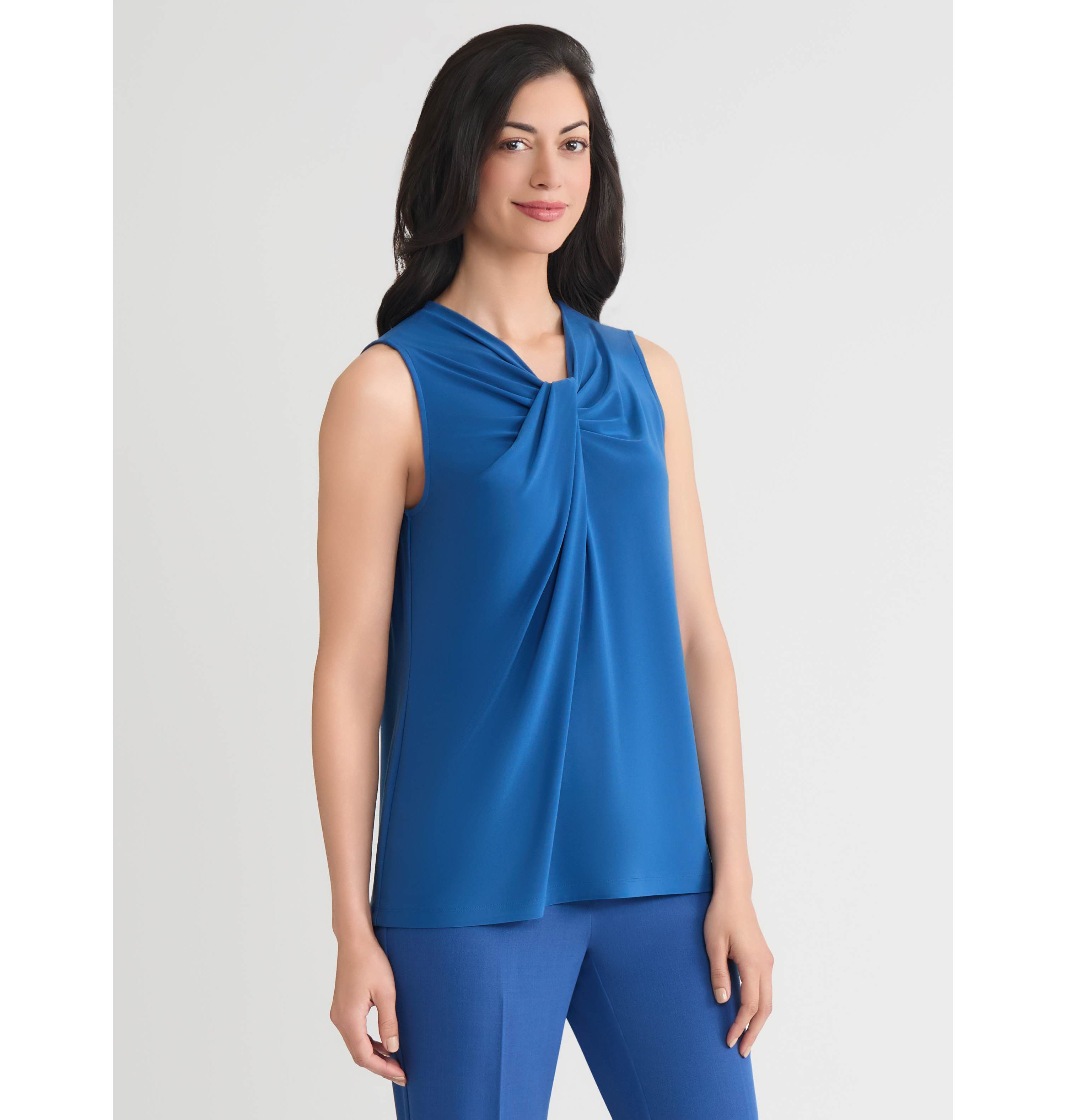 Petite Sleeveless Knot Neck Knit Top