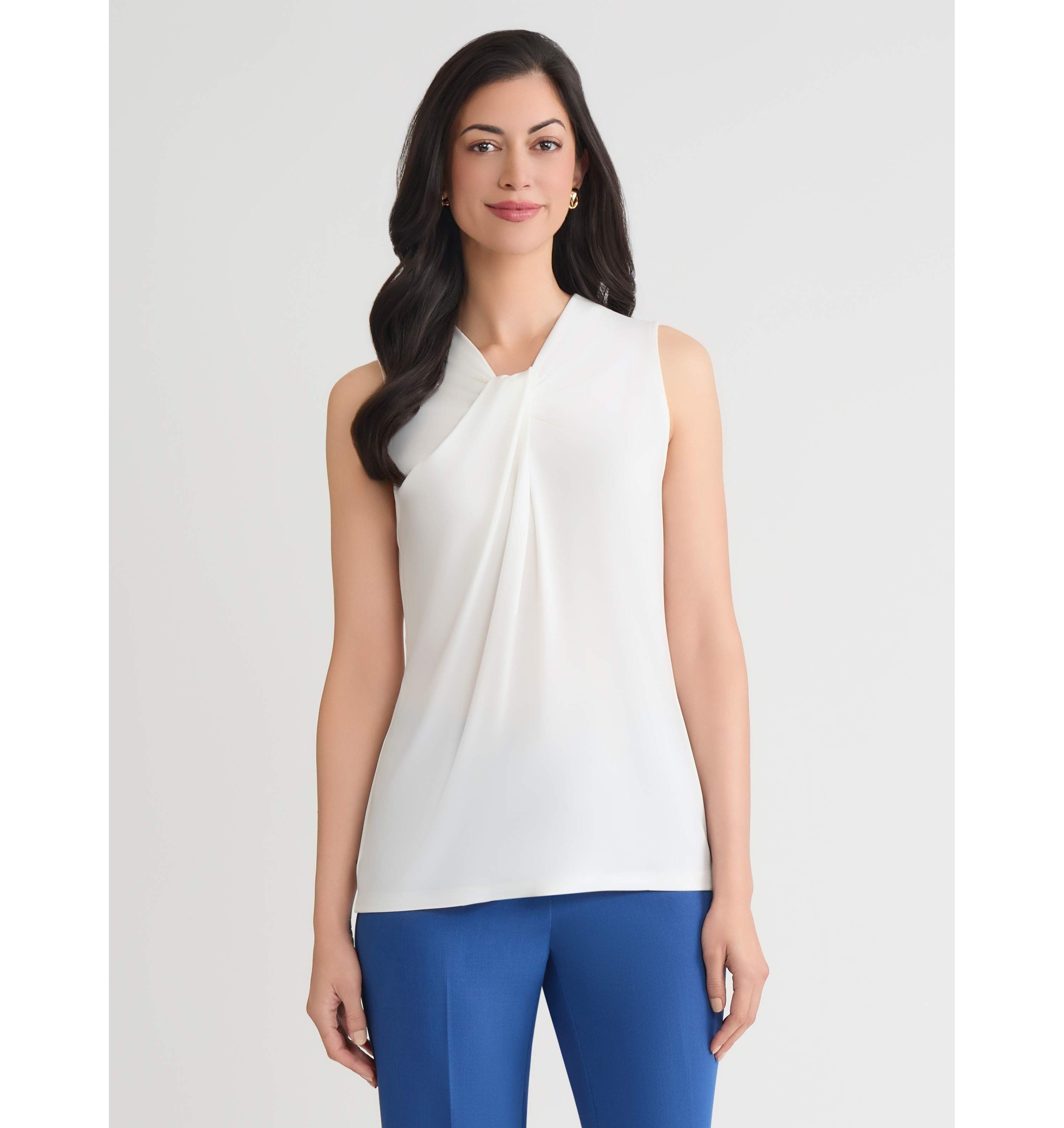 Womens Sleeveless Knot Neck Knit Top