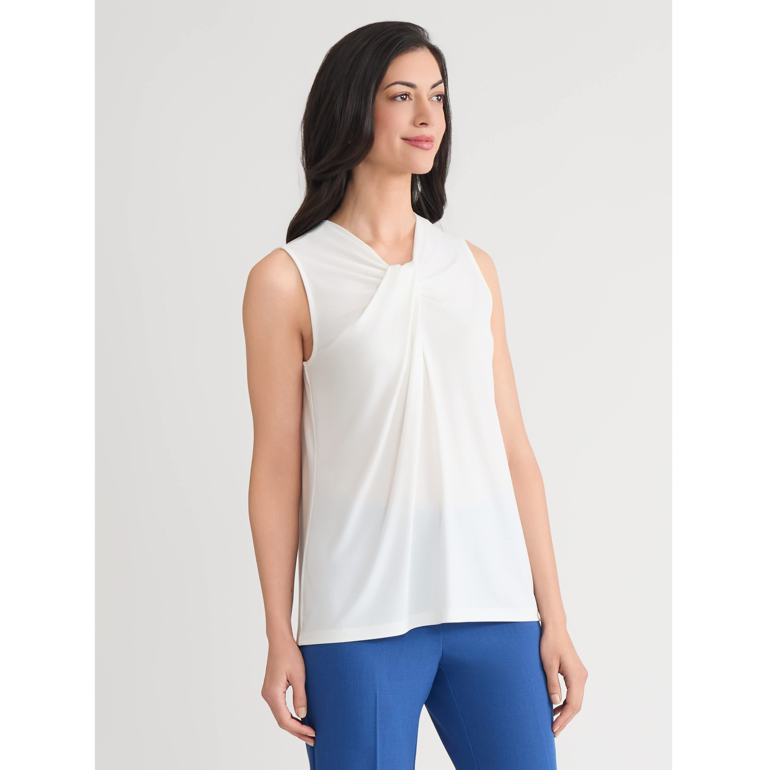 Womens Sleeveless Knot Neck Knit Top