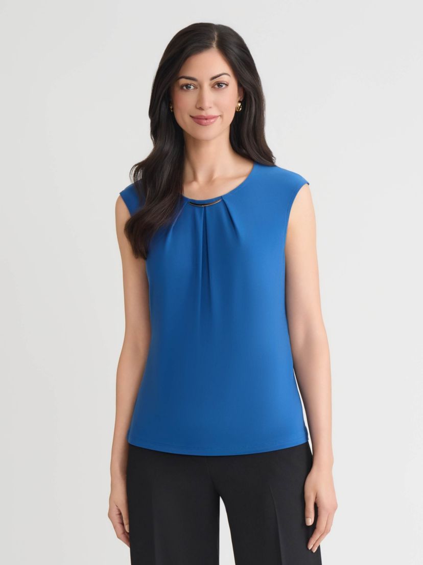 Petite Pleat Neck Knit Top with Hardware