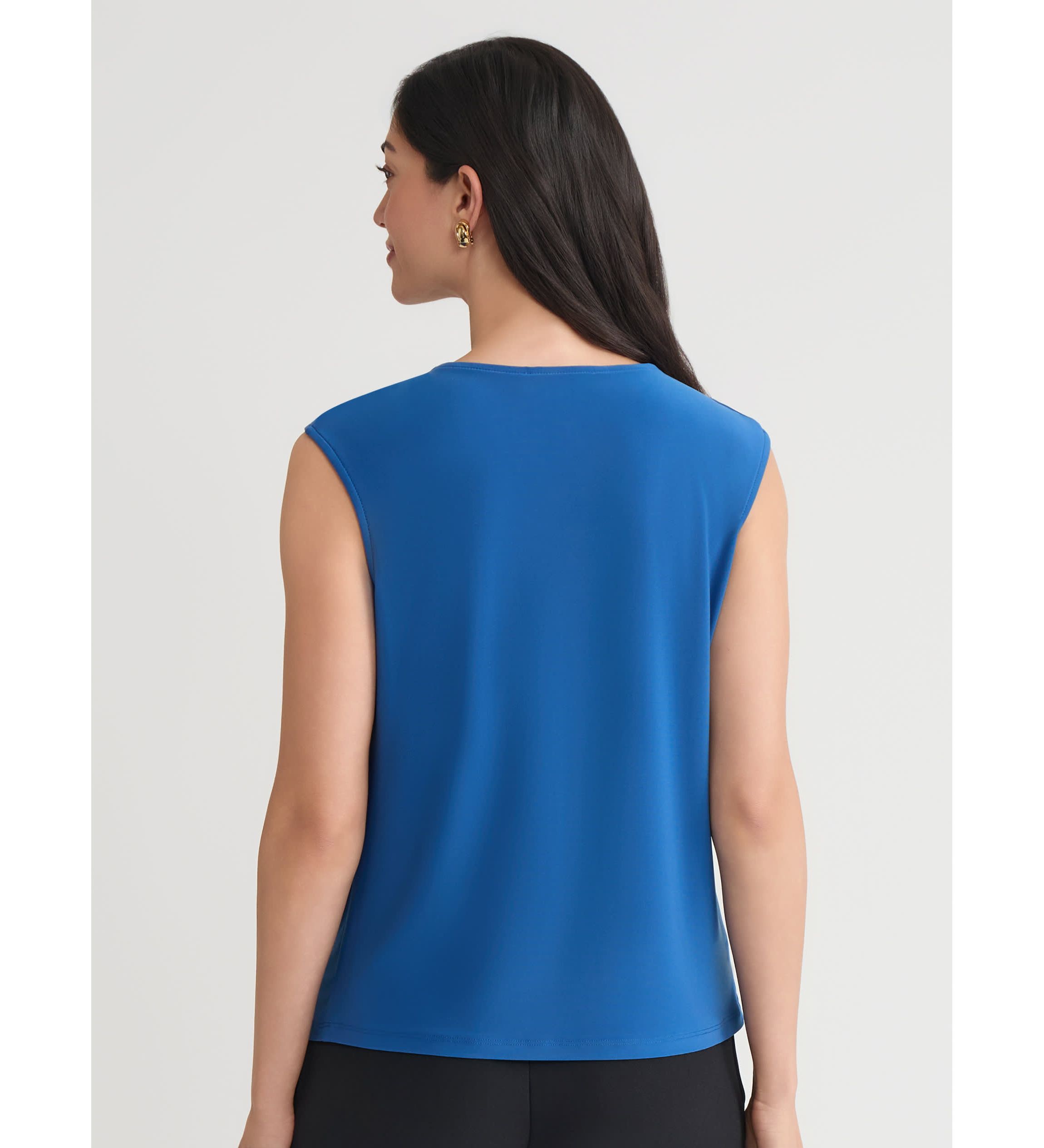 Petite Pleat Neck Knit Top with Hardware