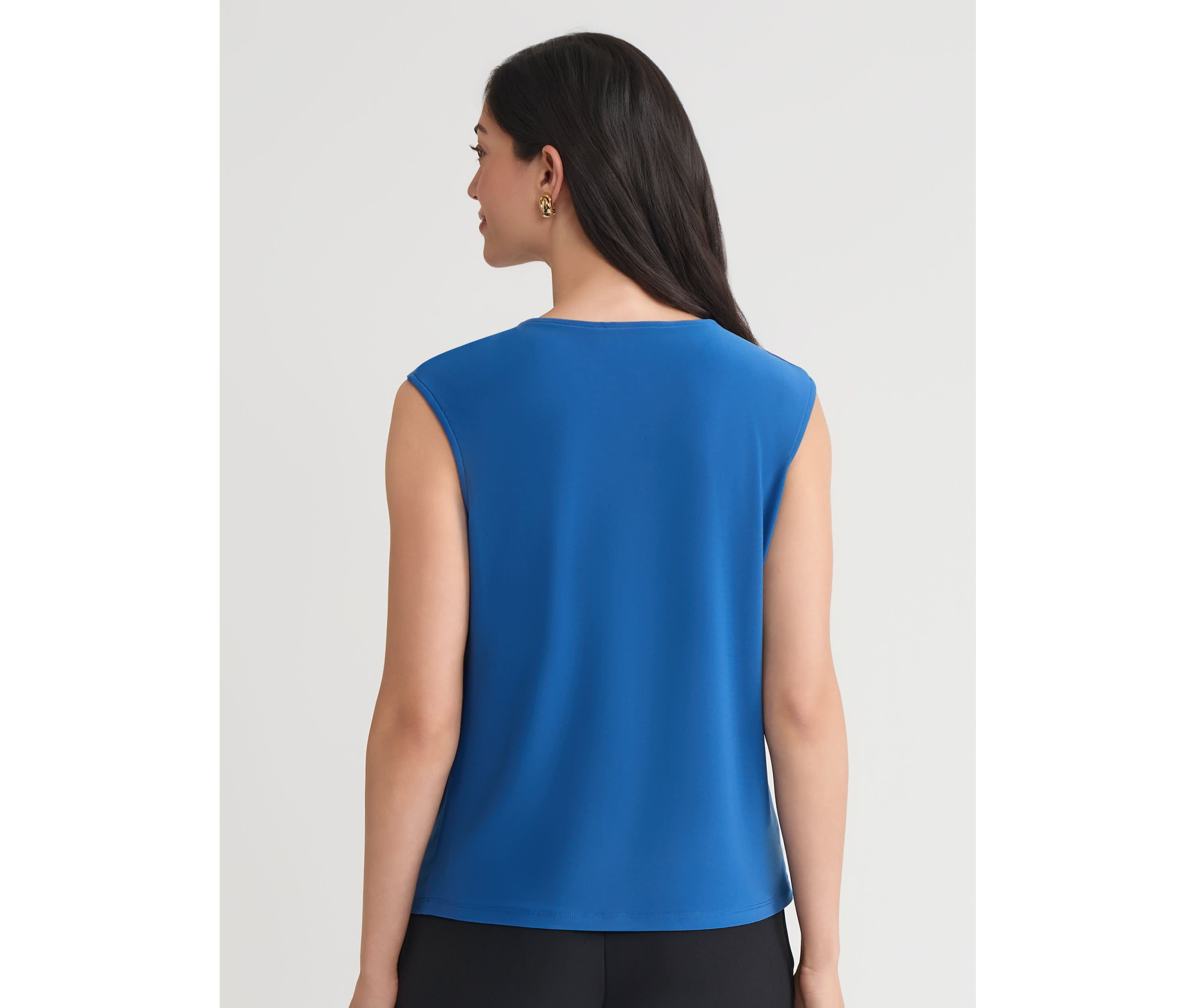 Petite Pleat Neck Knit Top with Hardware