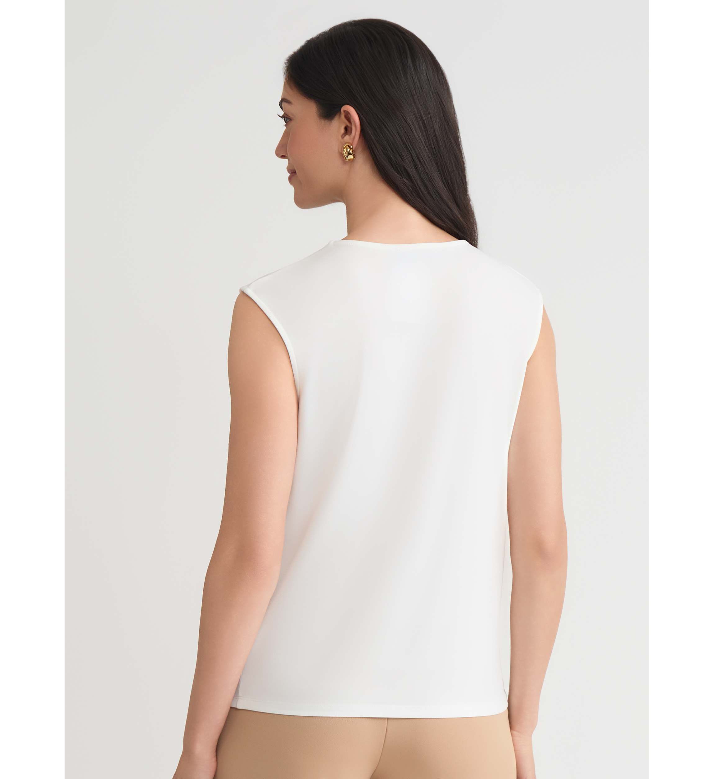 Petite Pleat Neck Knit Top with Hardware