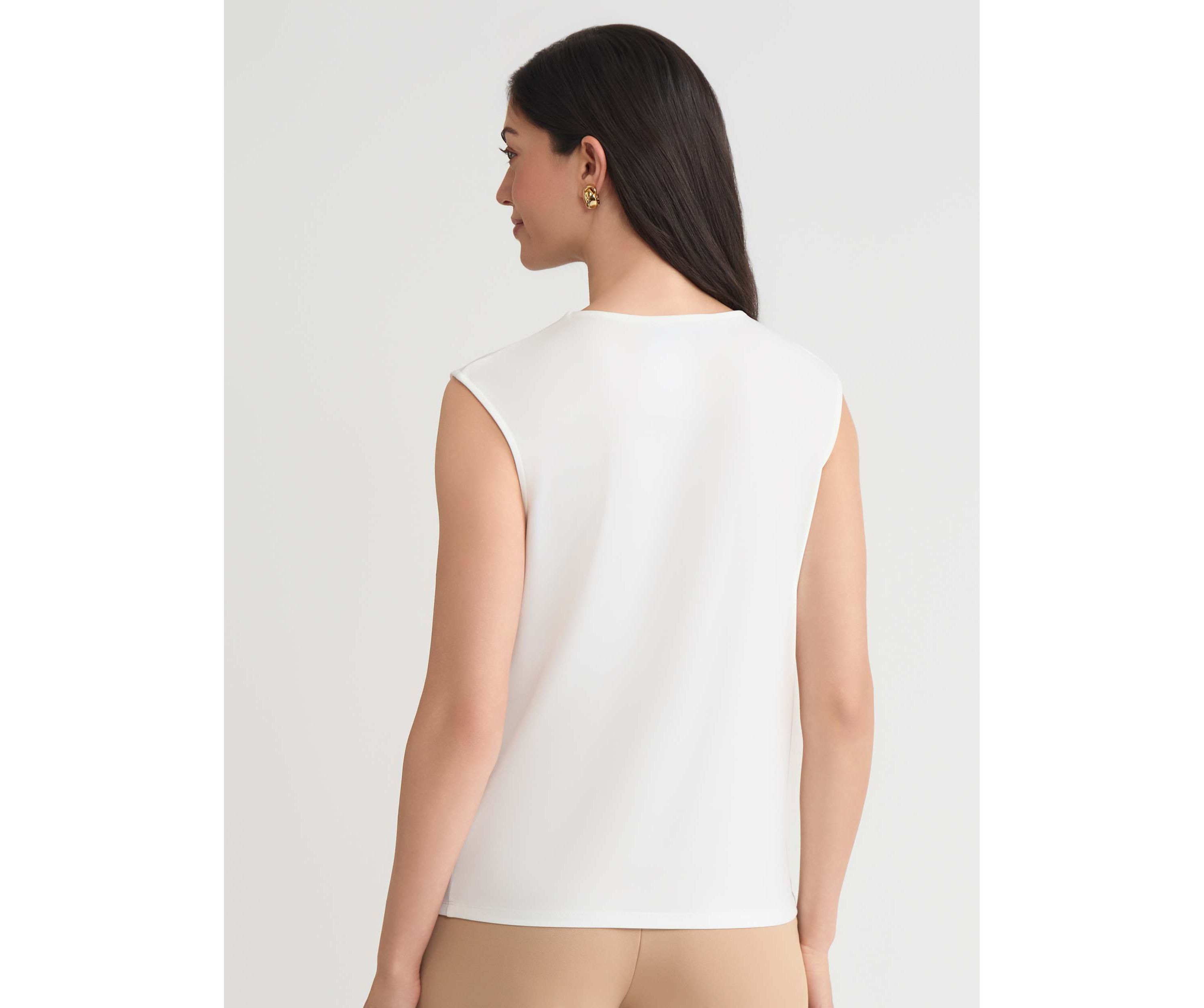Petite Pleat Neck Knit Top with Hardware