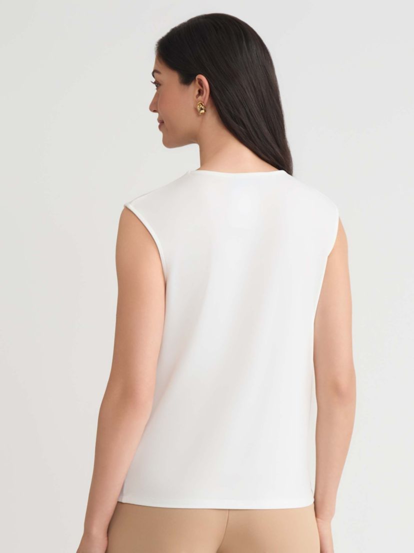 Petite Pleat Neck Knit Top with Hardware
