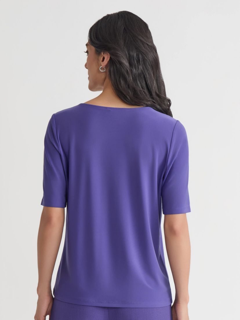 Petite Elbow Sleeve Pleat Neck Knit Top