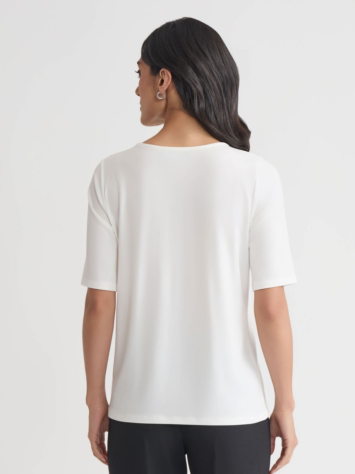 Petite Elbow Sleeve Pleat Neck Knit Top