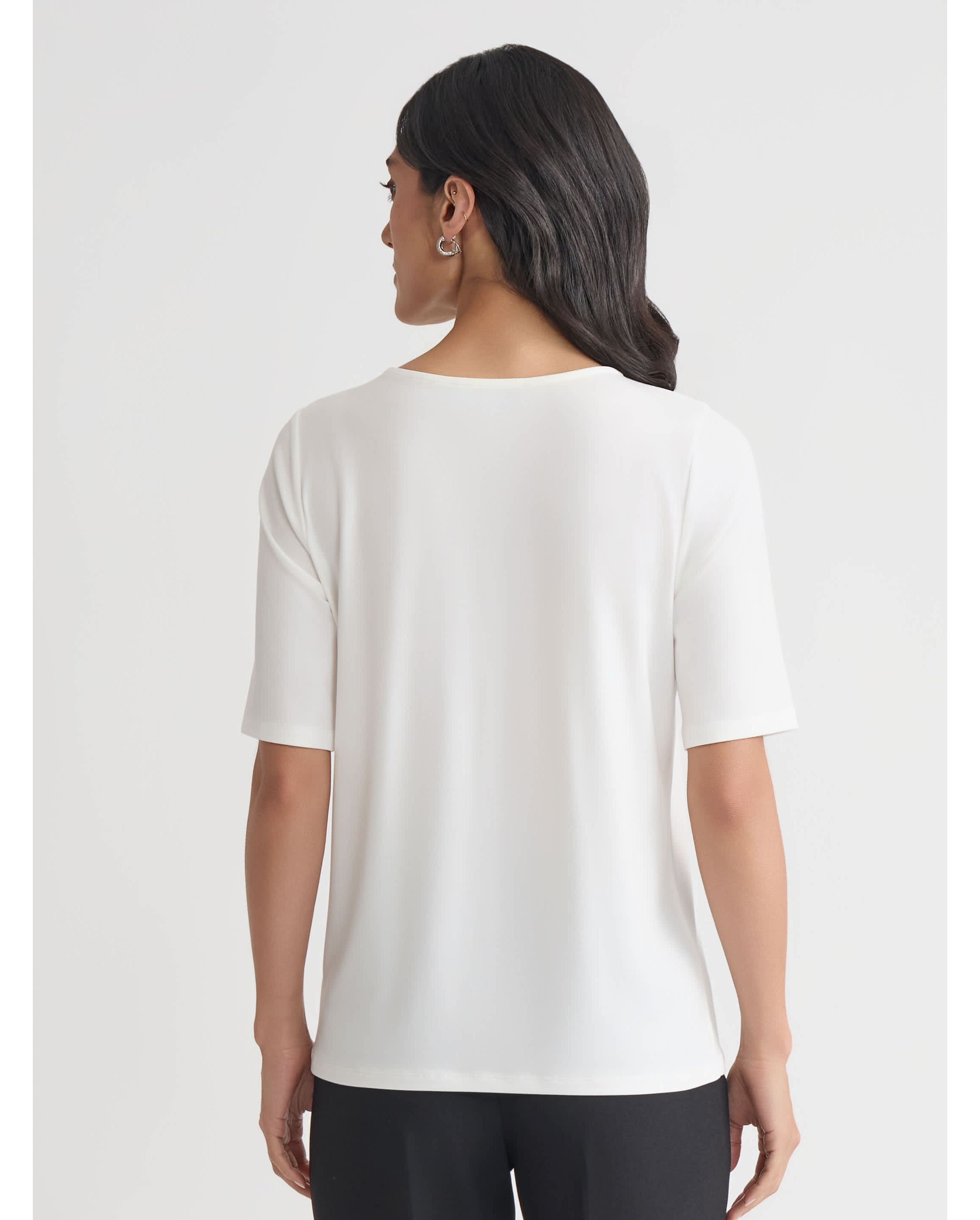 Petite Elbow Sleeve Pleat Neck Knit Top