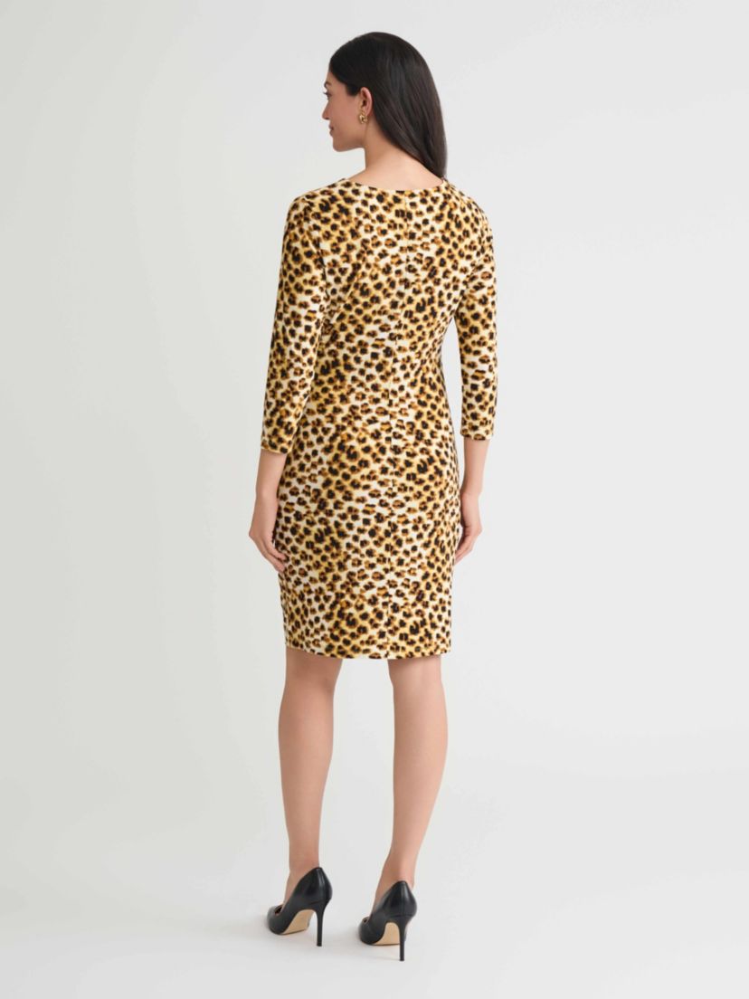 Petite Animal Print Rouched Knit Dress with Hardware