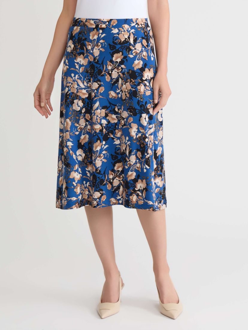 Womens Floral Print Pull On Knit Skirt