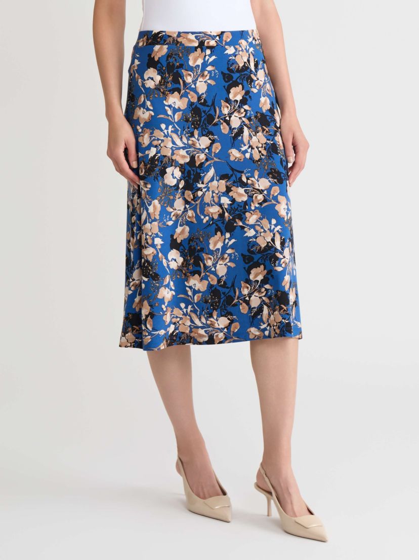 Womens Floral Print Pull On Knit Skirt