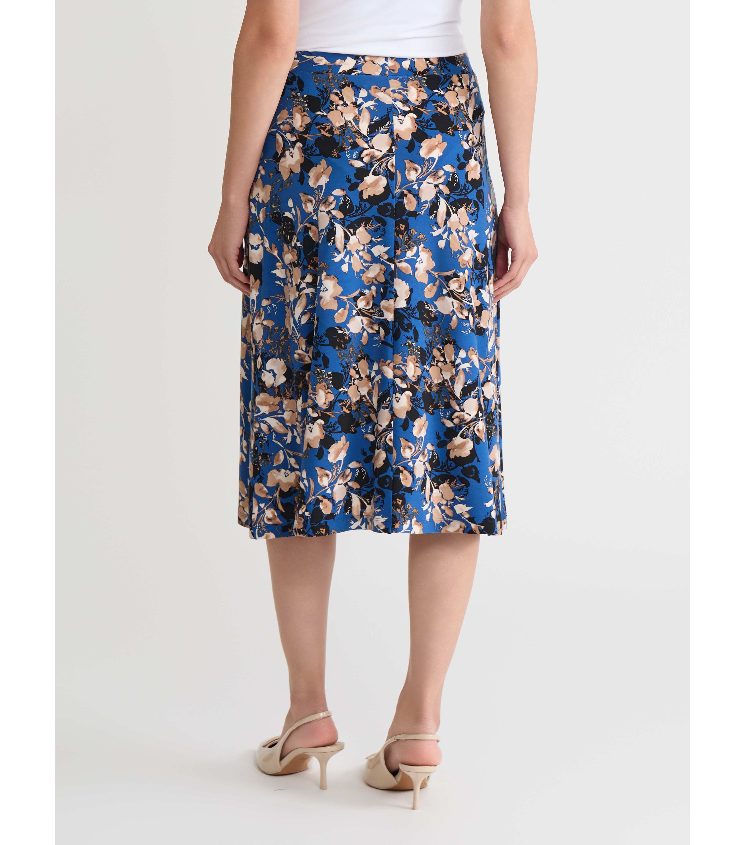 Womens Floral Print Pull On Knit Skirt