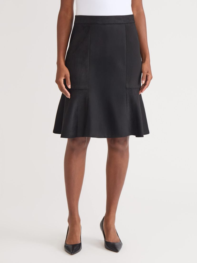 Womens Scuba Suede Pull On Flare Skirt