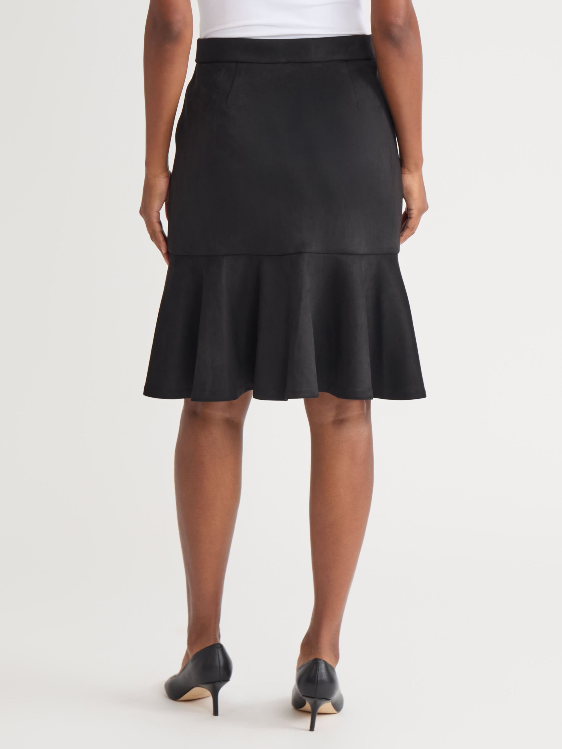 Womens Scuba Suede Pull On Flare Skirt