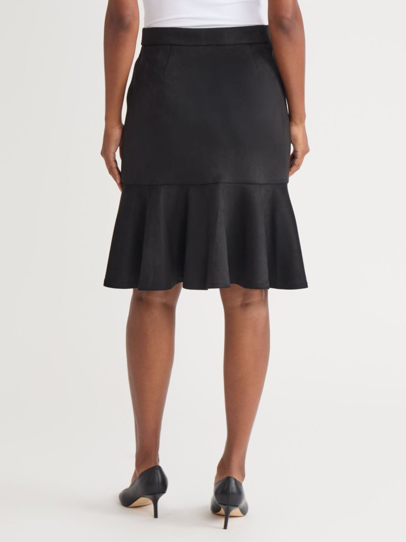 Womens Scuba Suede Pull On Flare Skirt