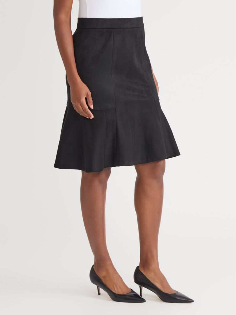 Womens Scuba Suede Pull On Flare Skirt