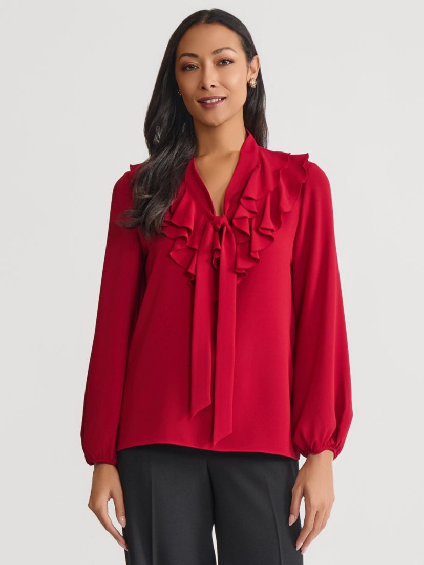 Kasper Women's Long Sleeve Ruffle Front Blouse with Tie | Belk