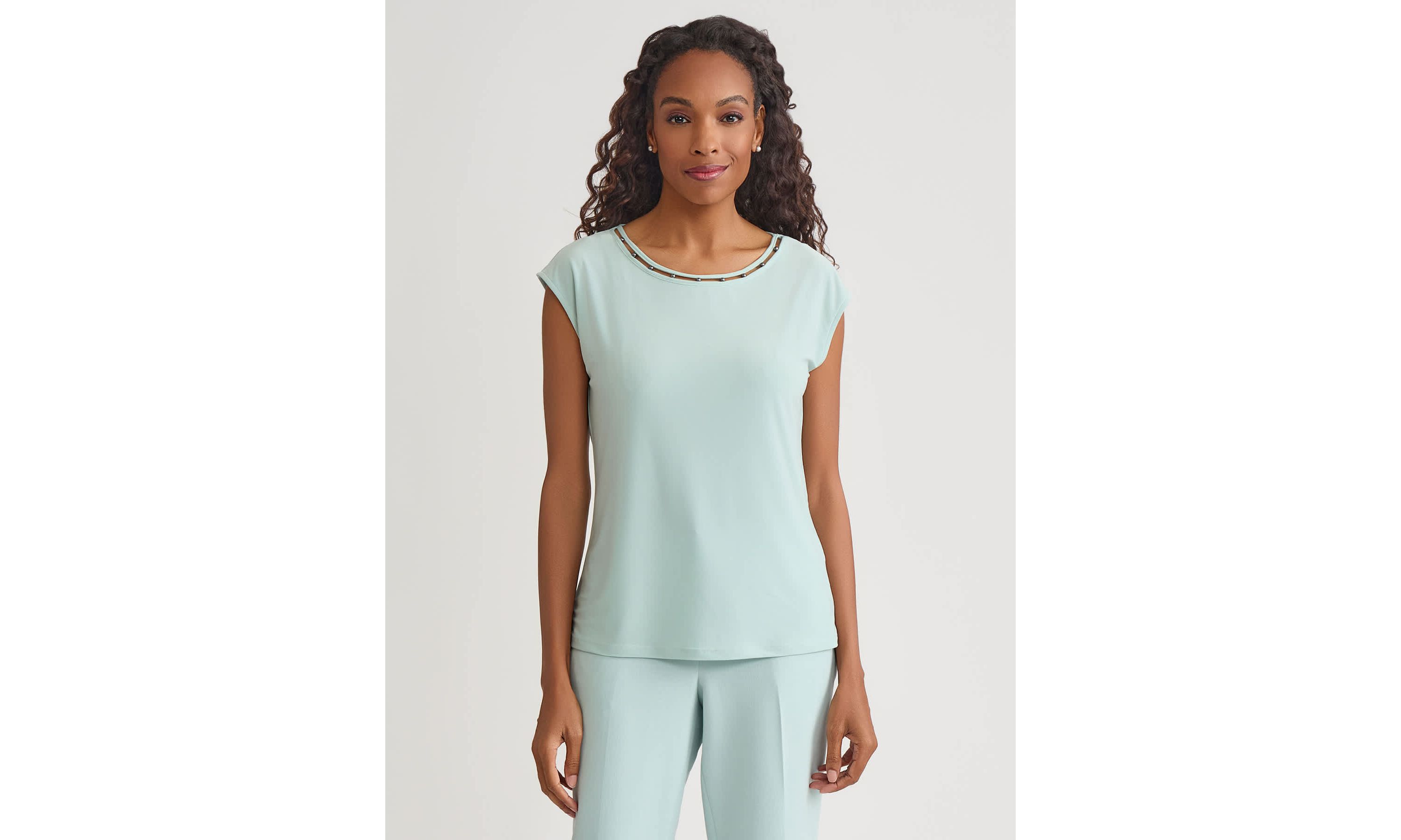 Beaded Neck Knit Top