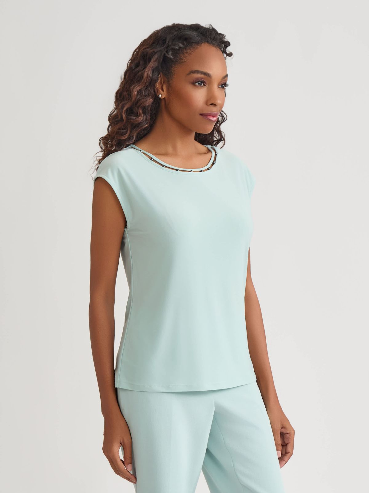 Beaded Neck Knit Top