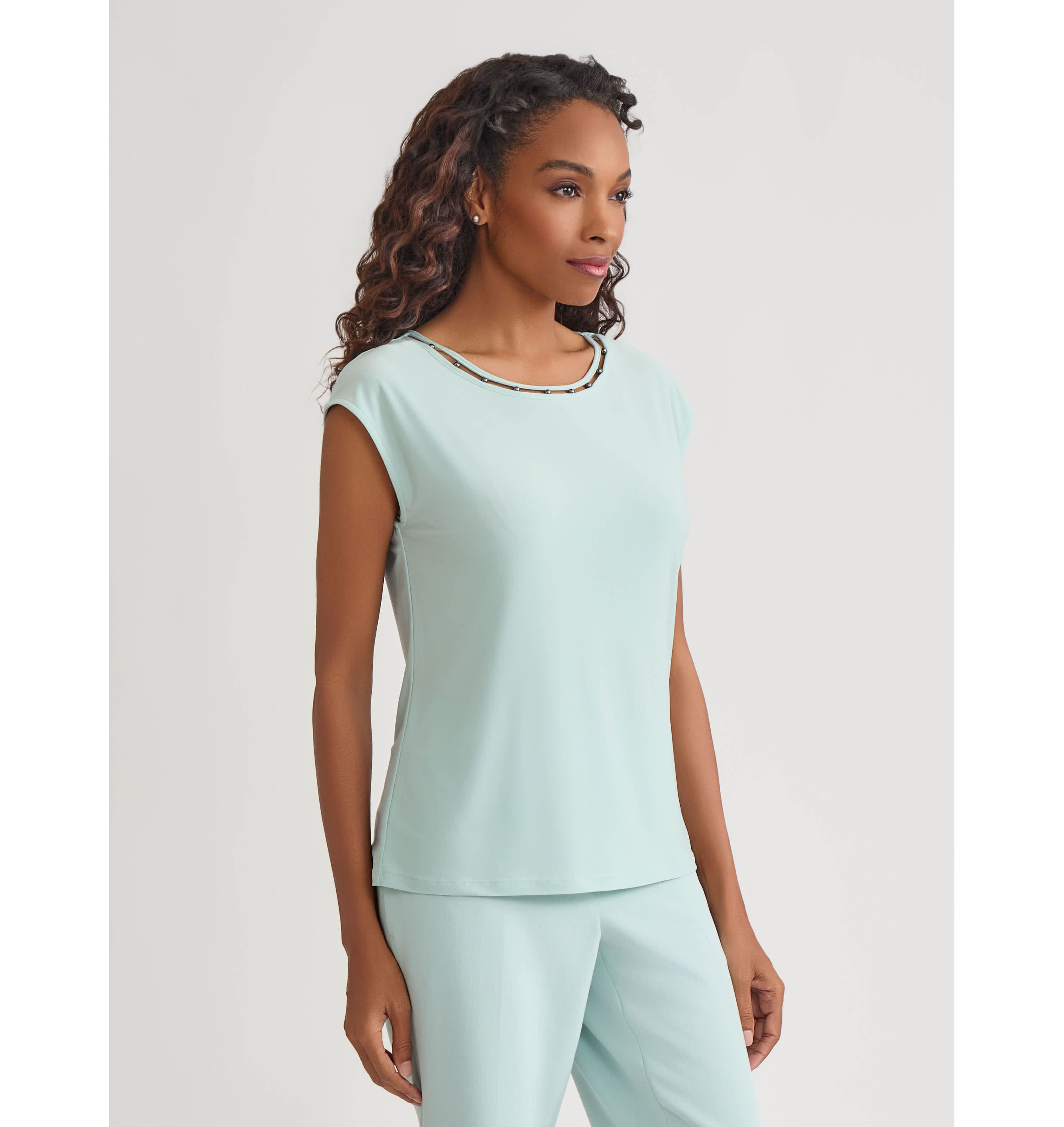 Beaded Neck Knit Top