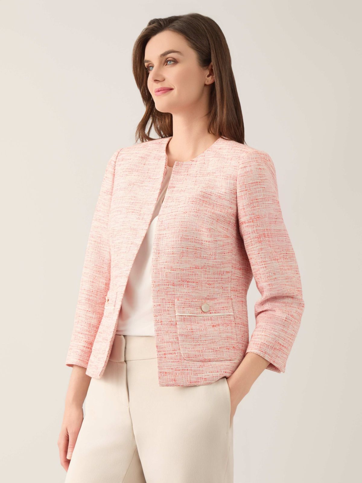 Tweed Open Jacket with Patch Pockets