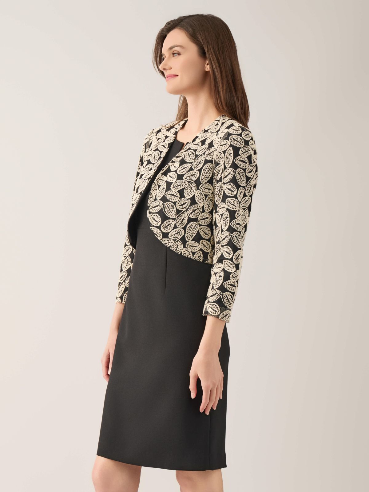 Embroidered Leaf Bolero Jacket