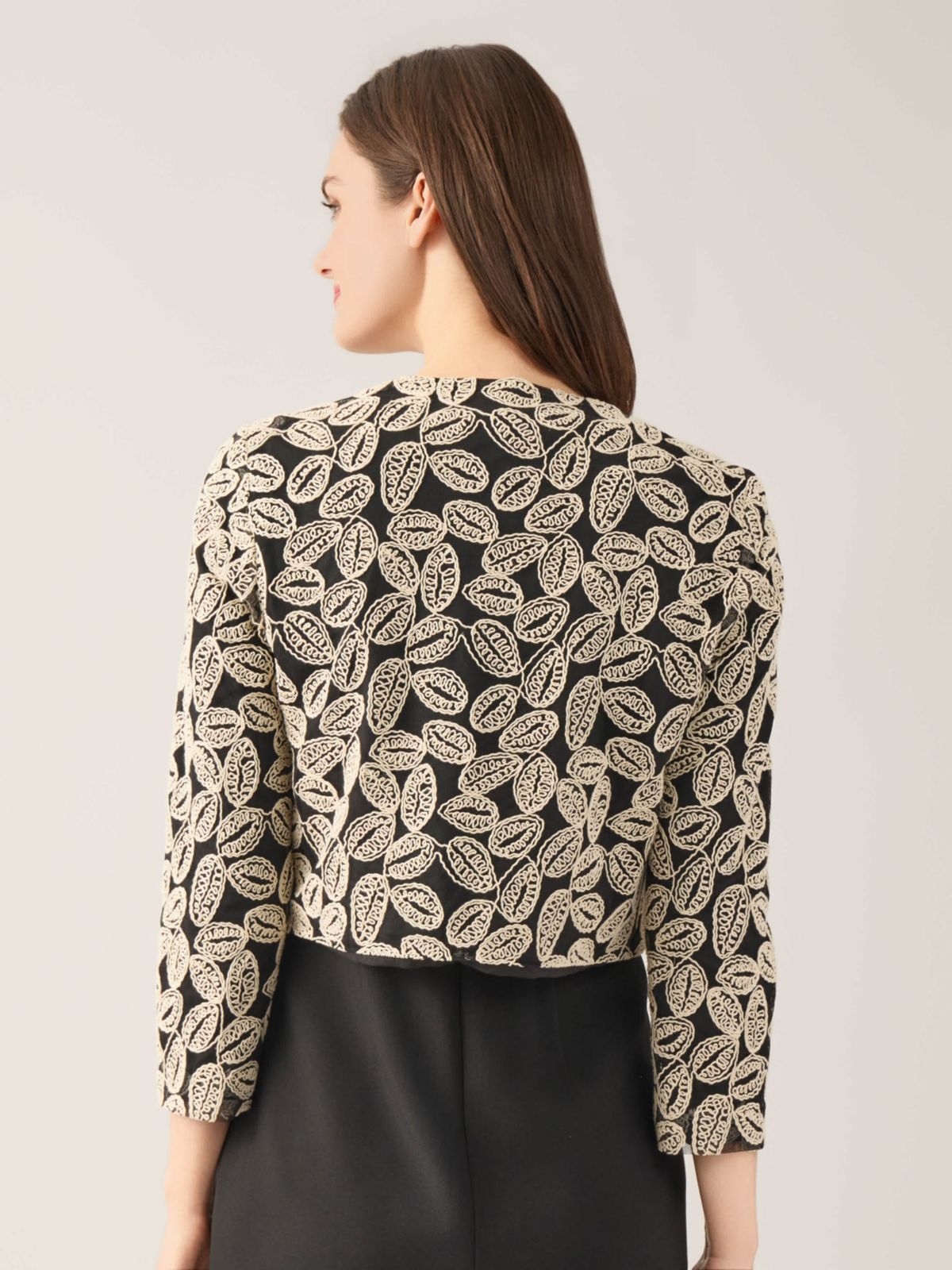 Embroidered Leaf Bolero Jacket