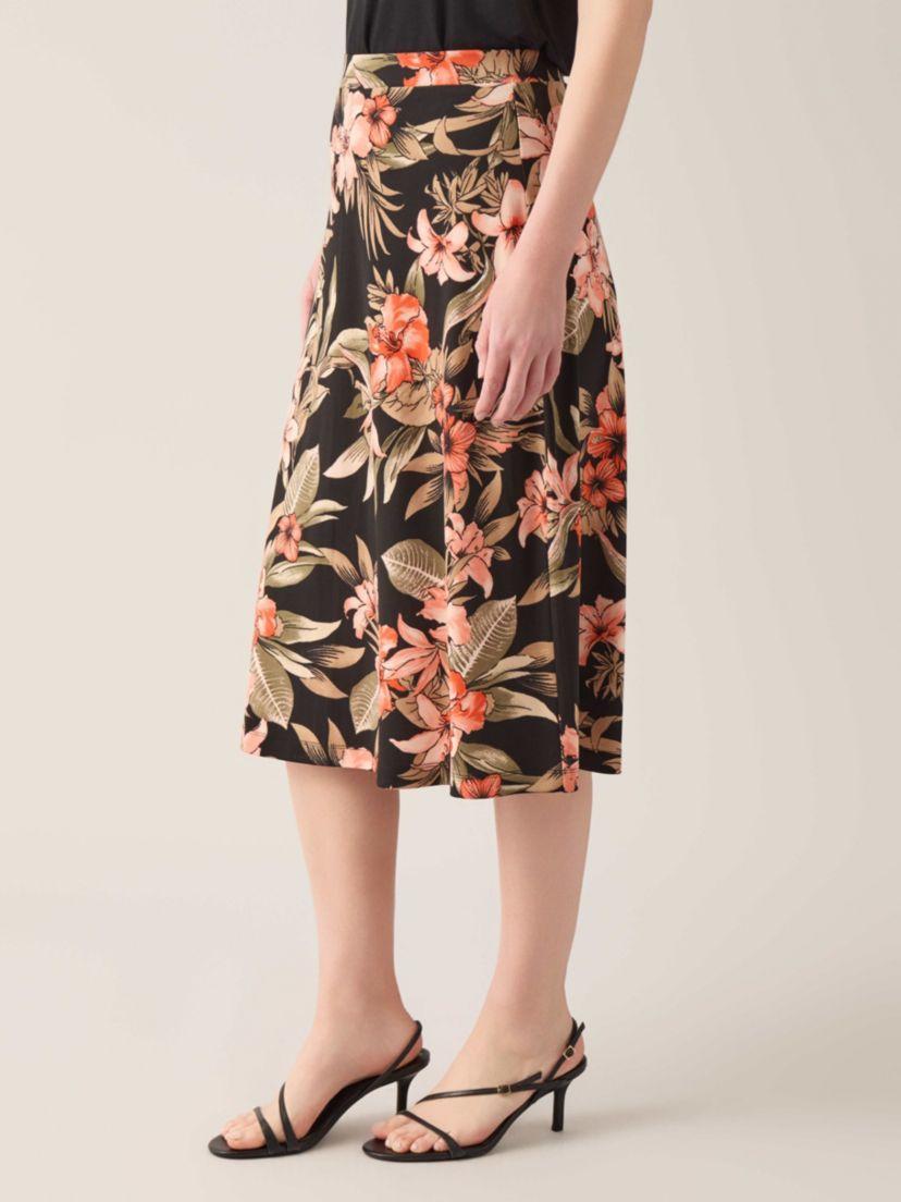 Tropical Floral Print Knit Skirt