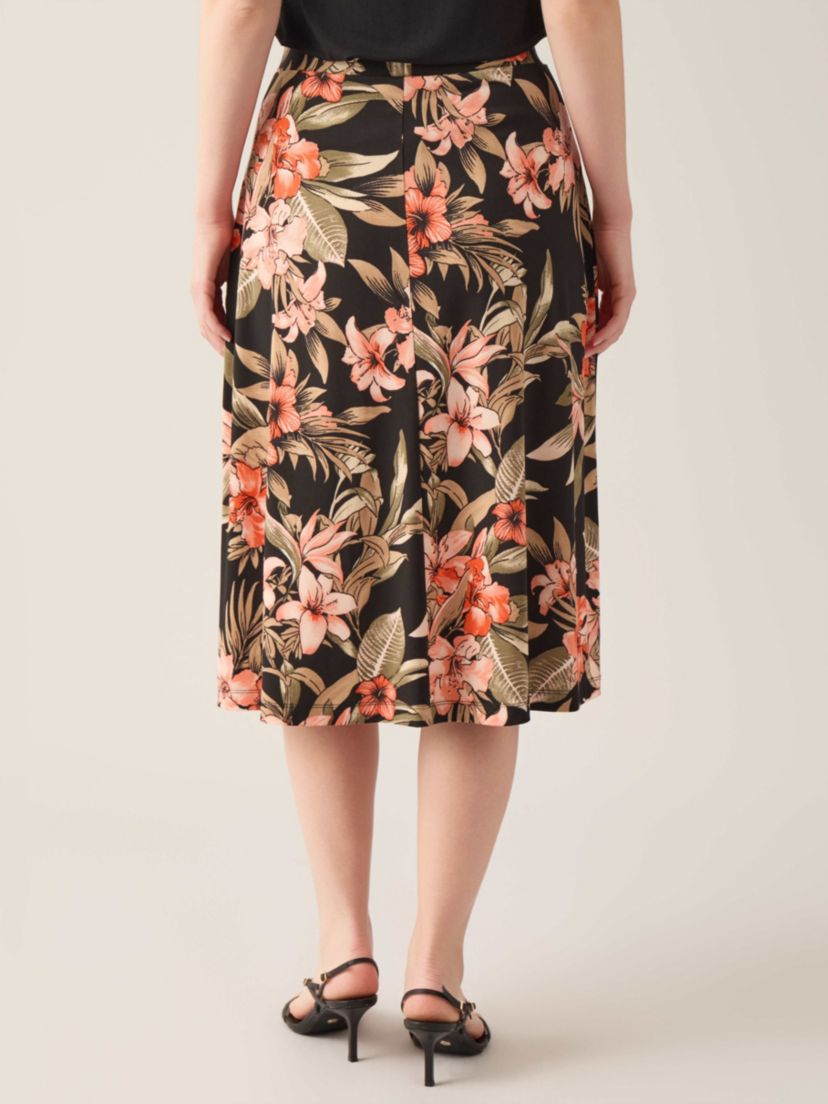Tropical Floral Print Knit Skirt