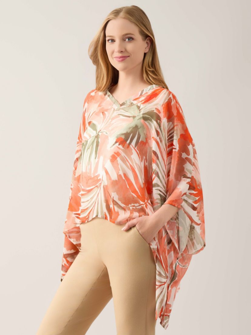 Watercolor Print V-Neck Poncho