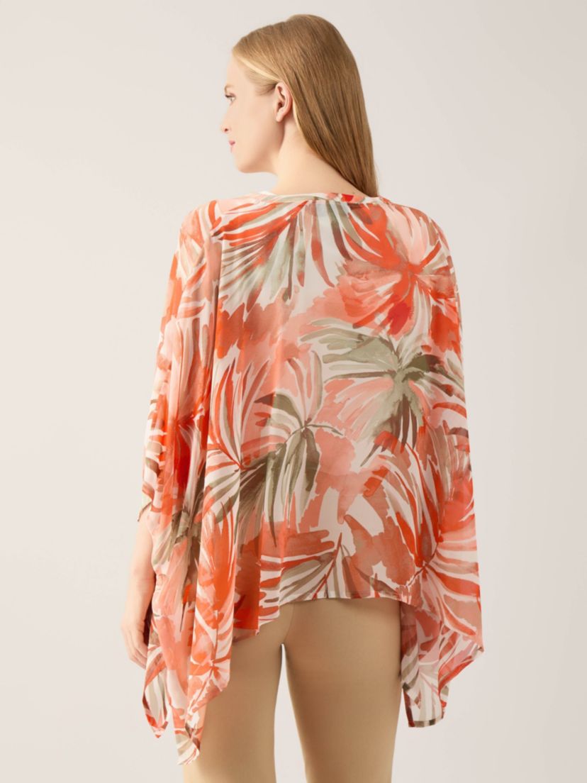 Watercolor Print V-Neck Poncho