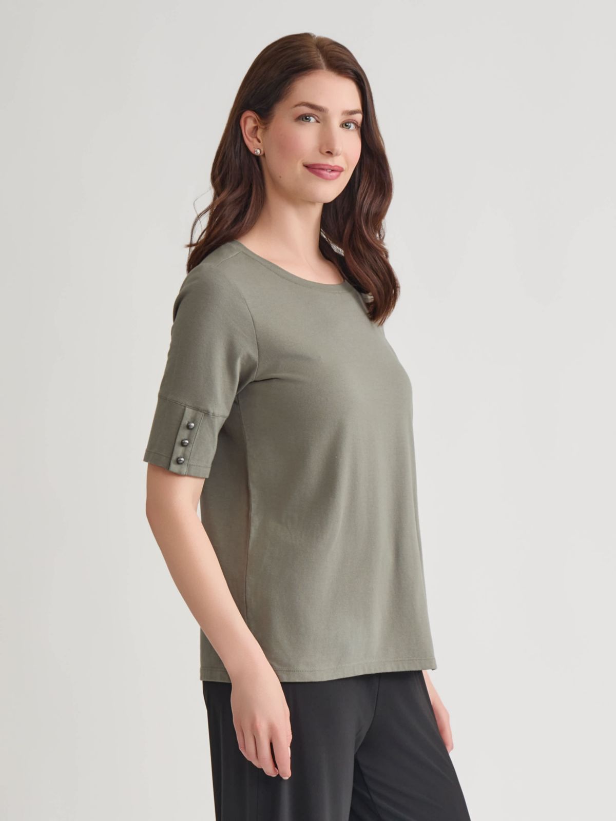 Short Sleeve Knit Top with Buttons