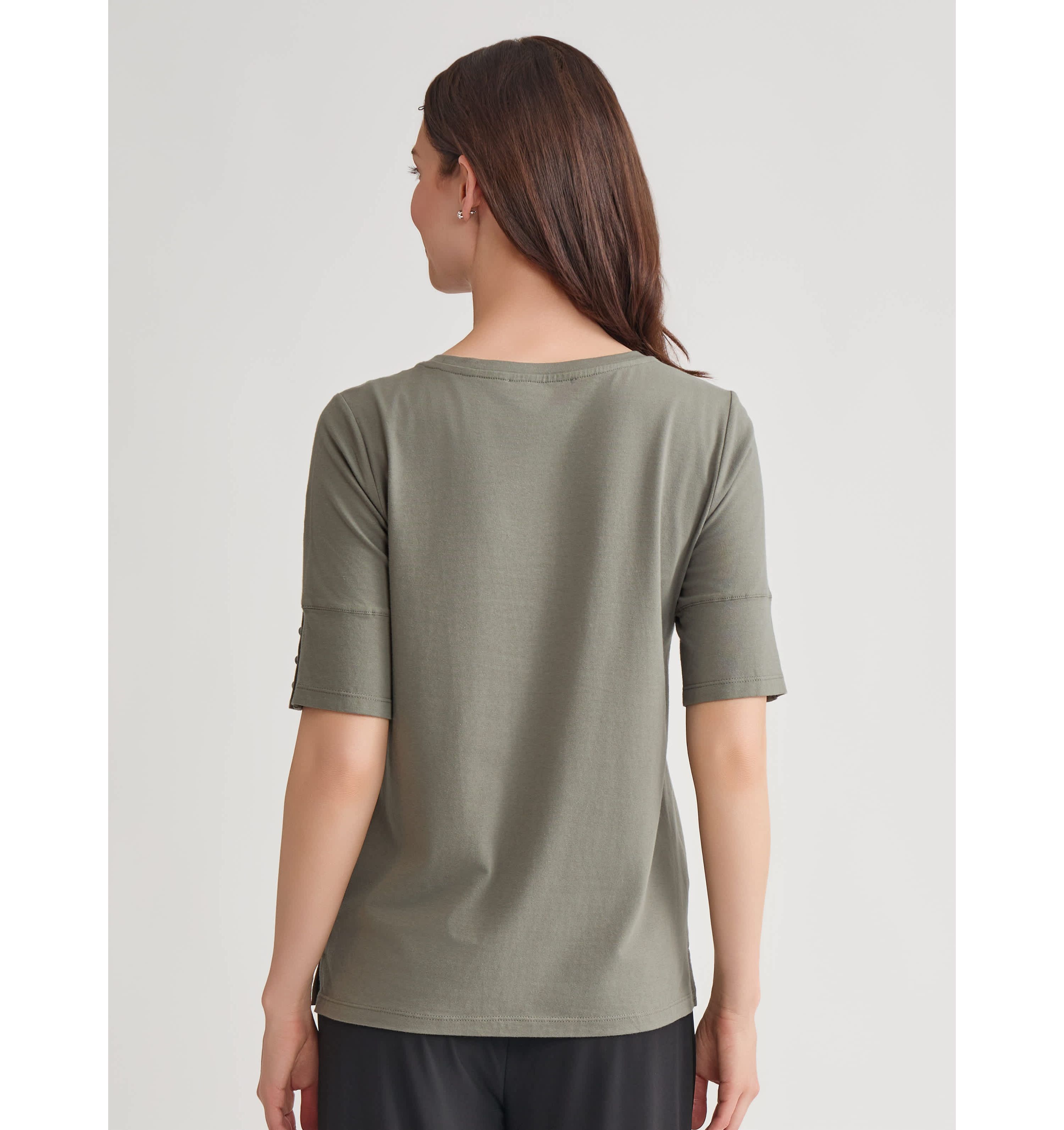 Short Sleeve Knit Top with Buttons