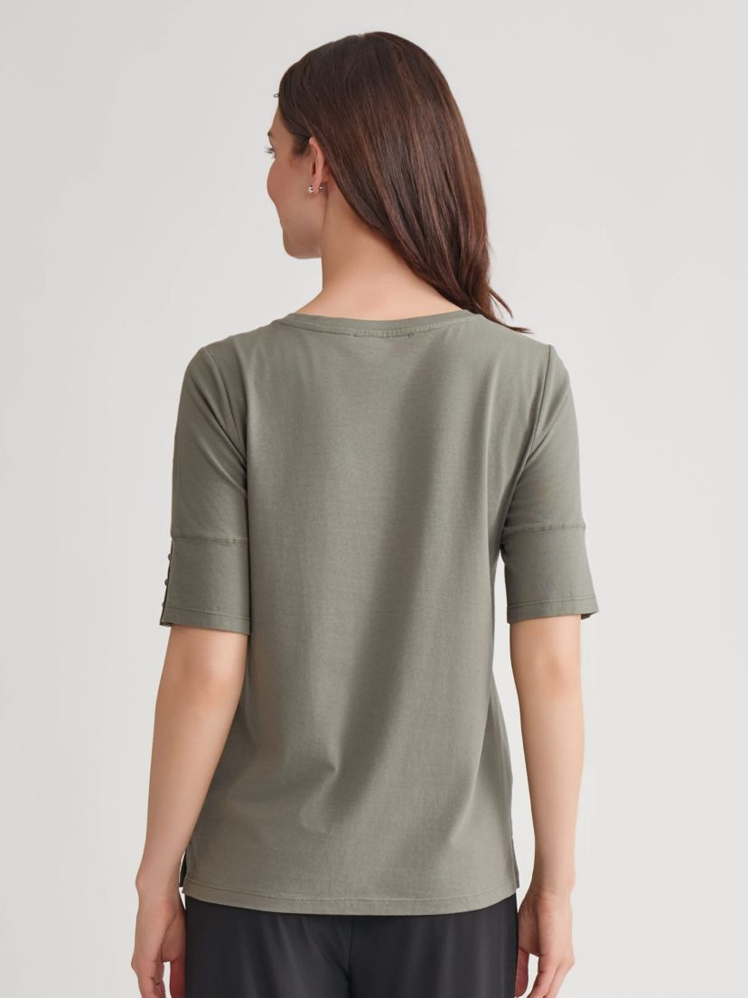 Short Sleeve Knit Top with Buttons