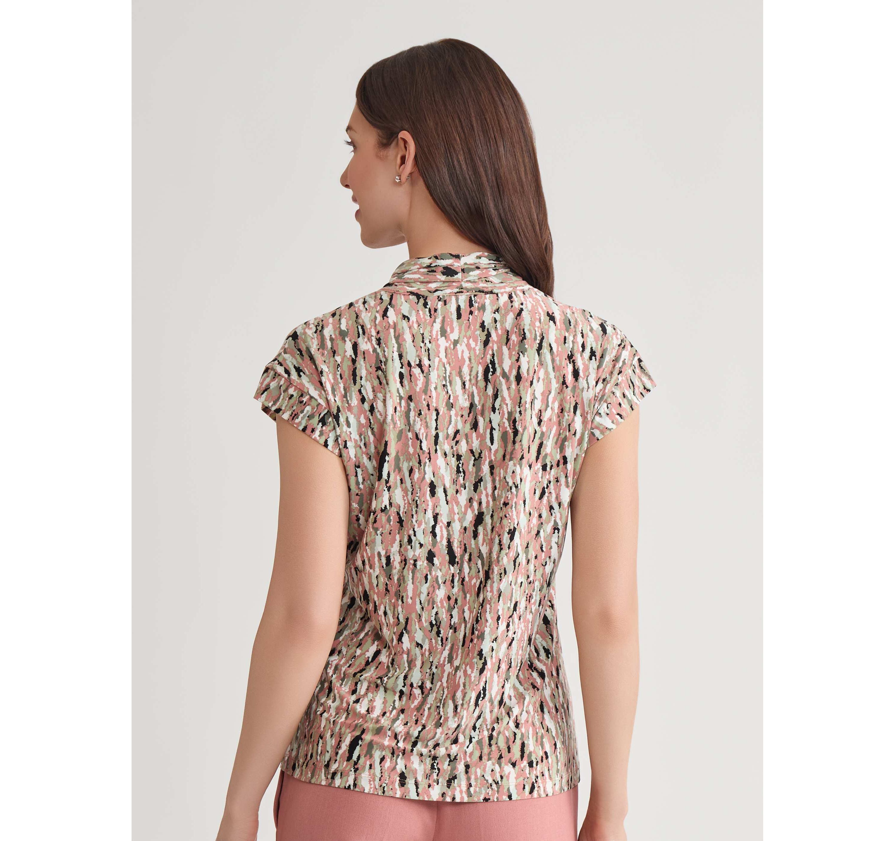 Multi Print V-Neck Knit Top