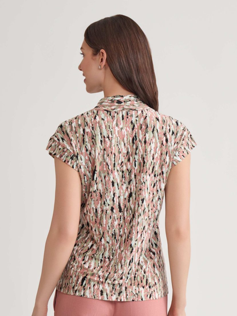 Multi Print V-Neck Knit Top