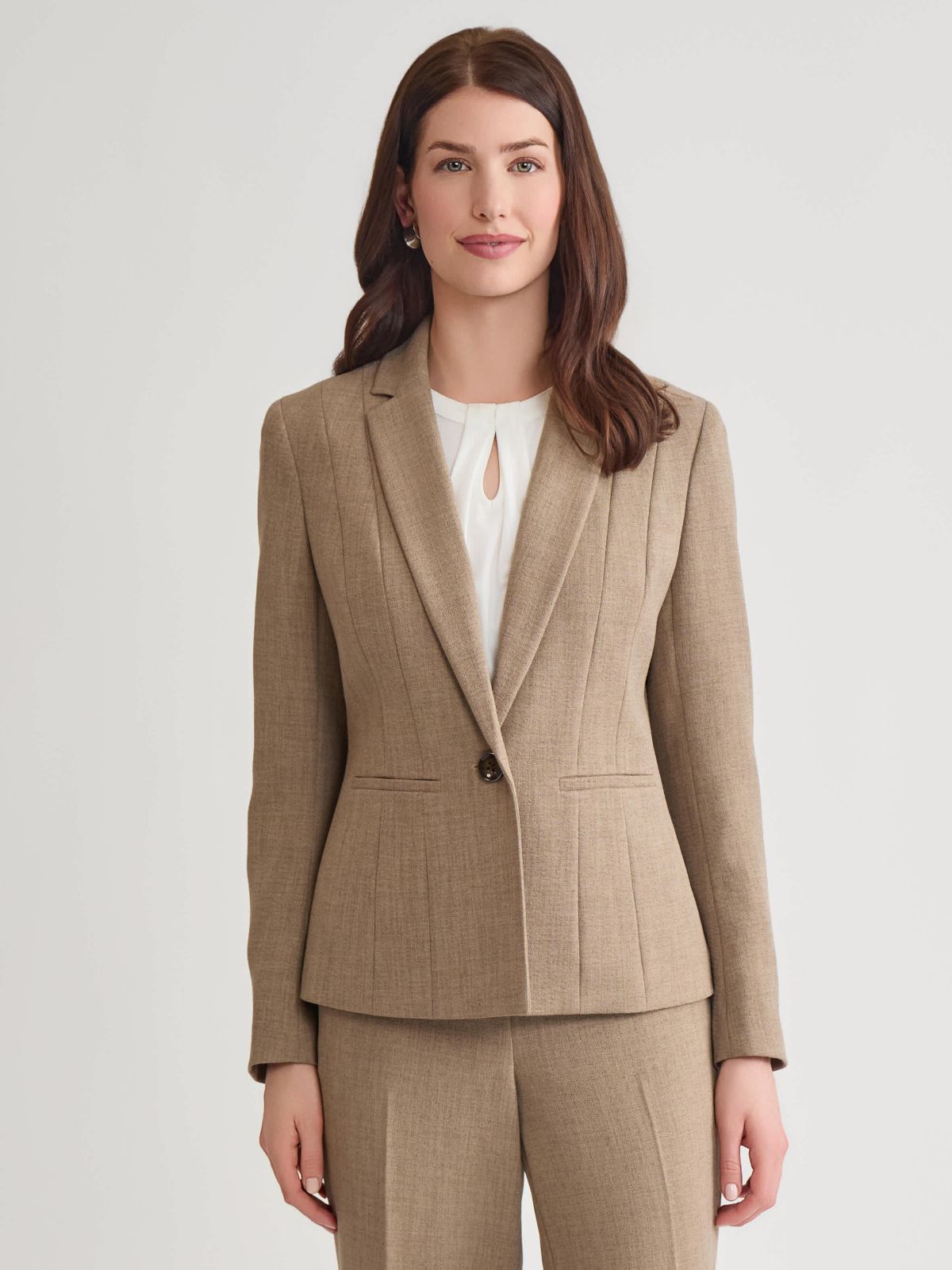 Pebble Crepe One Button Seamed Jacket