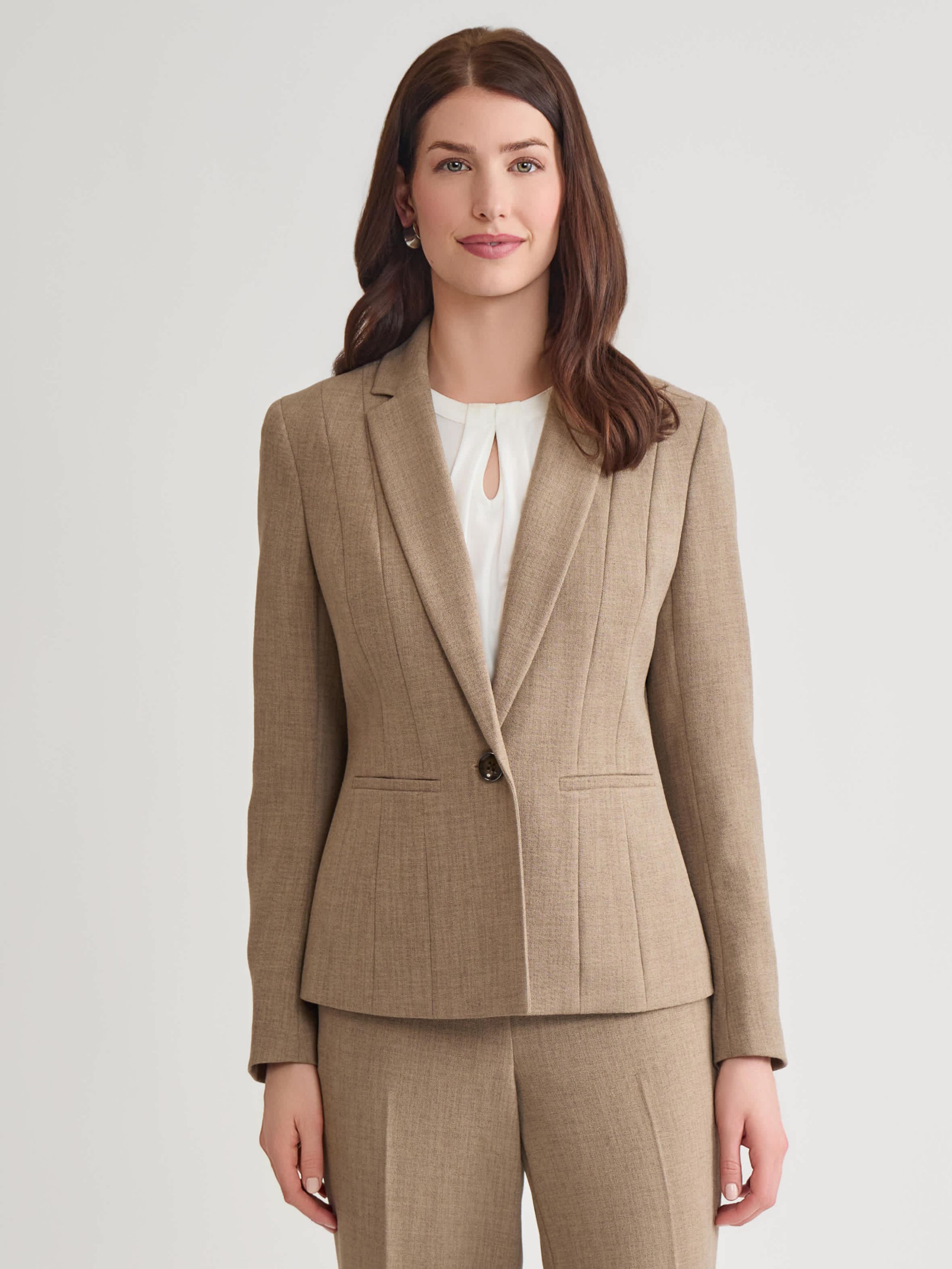 Pebble Crepe One Button Seamed Jacket