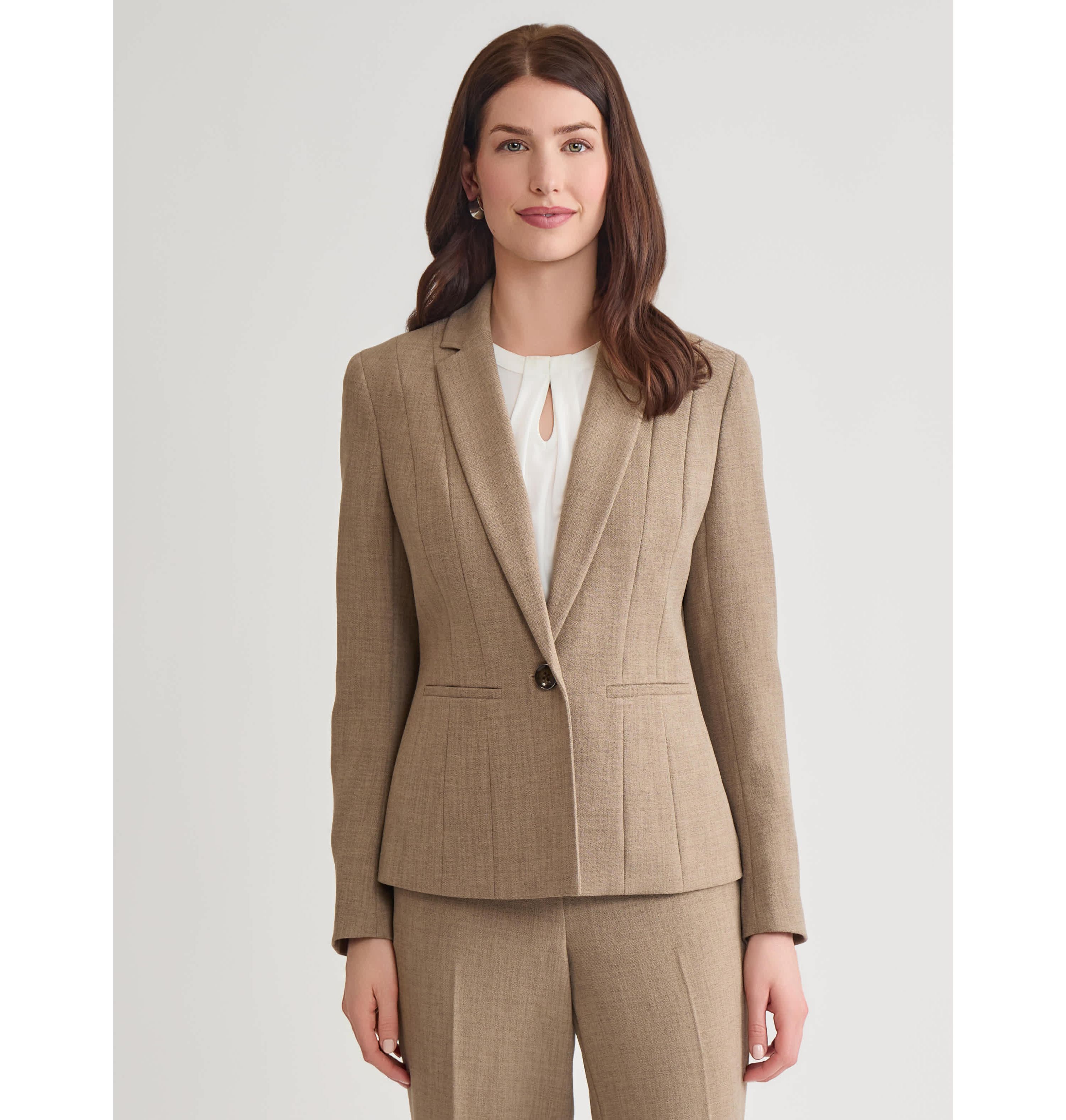 Pebble Crepe One Button Seamed Jacket