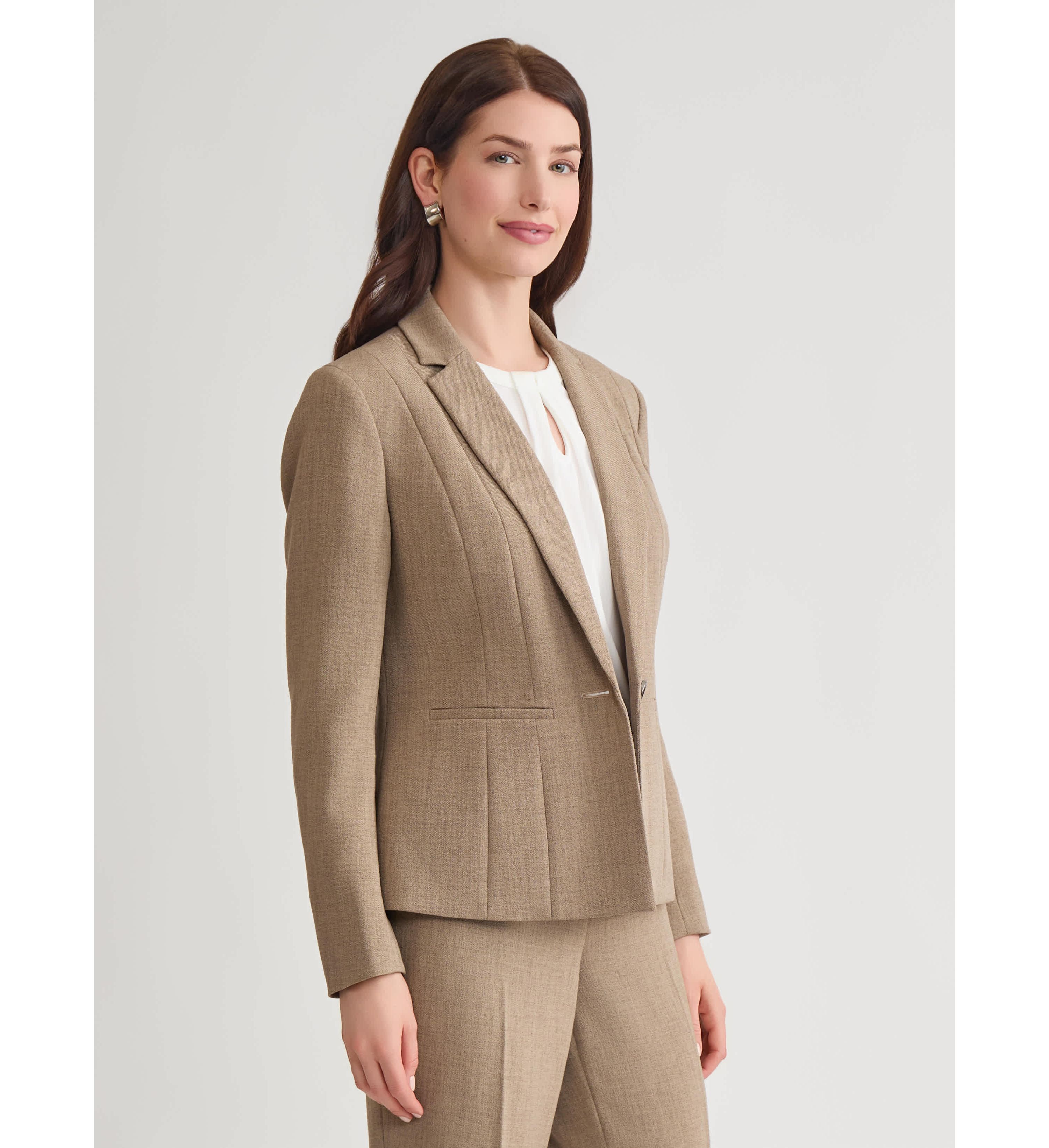 Pebble Crepe One Button Seamed Jacket