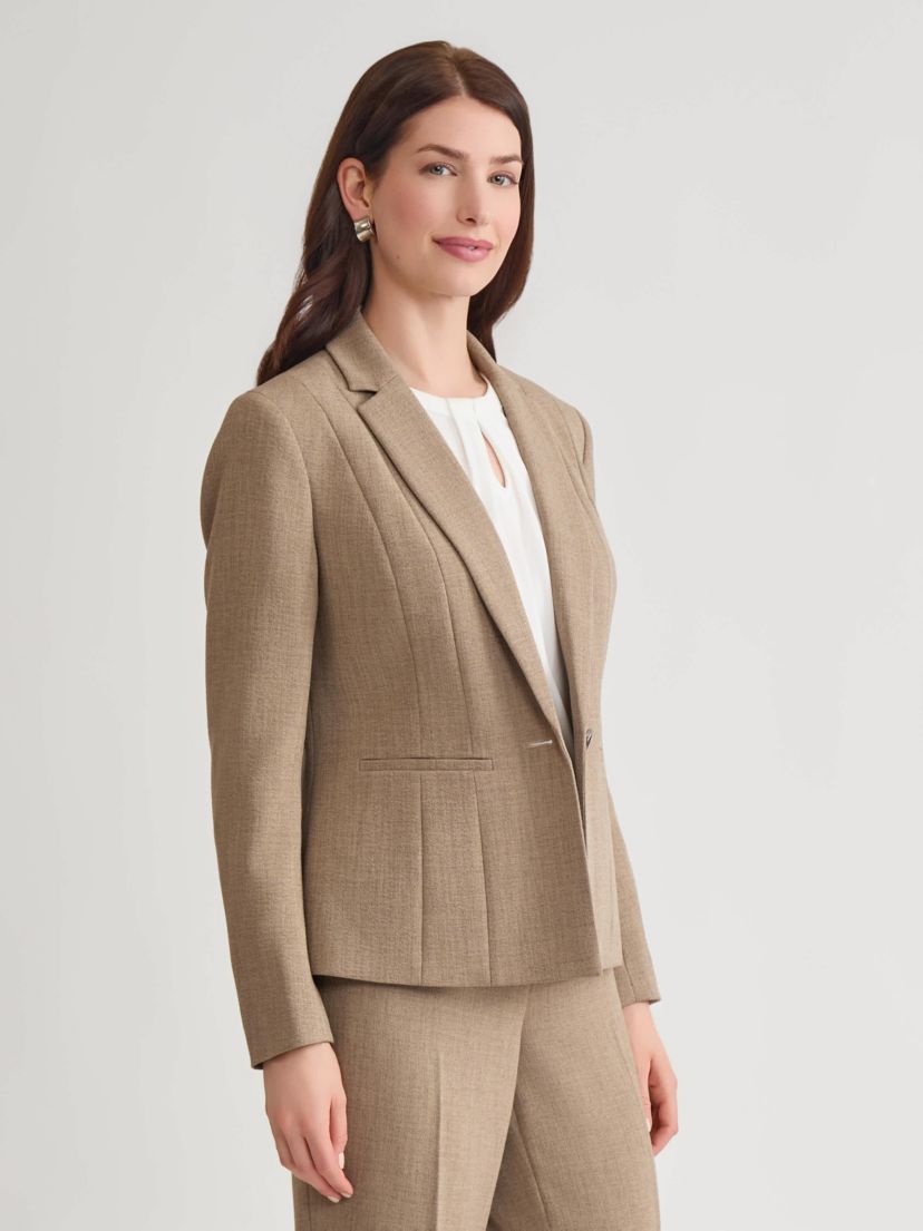 Pebble Crepe One Button Seamed Jacket