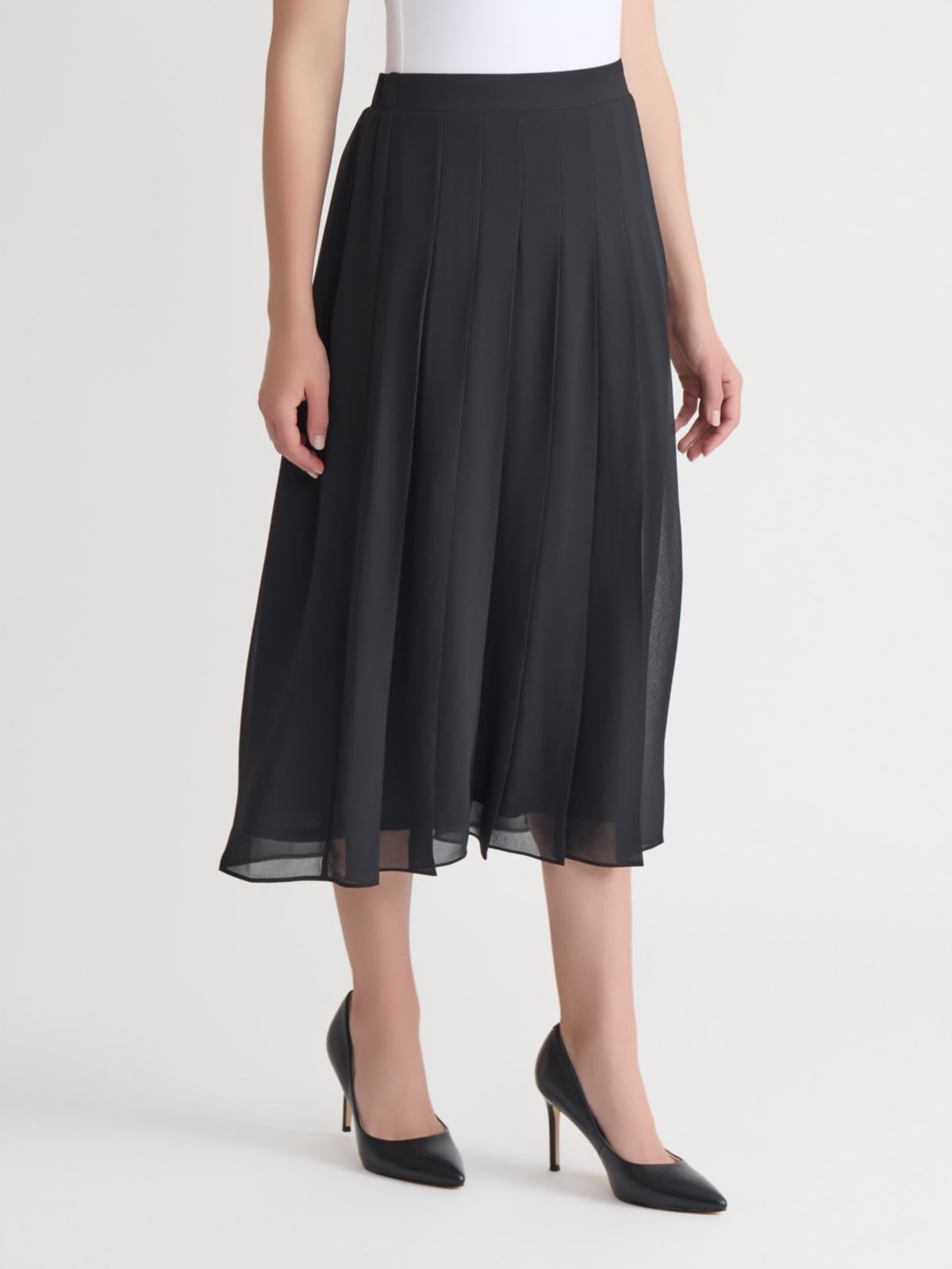 Petite Chiffon Pull On Pleated Skirt